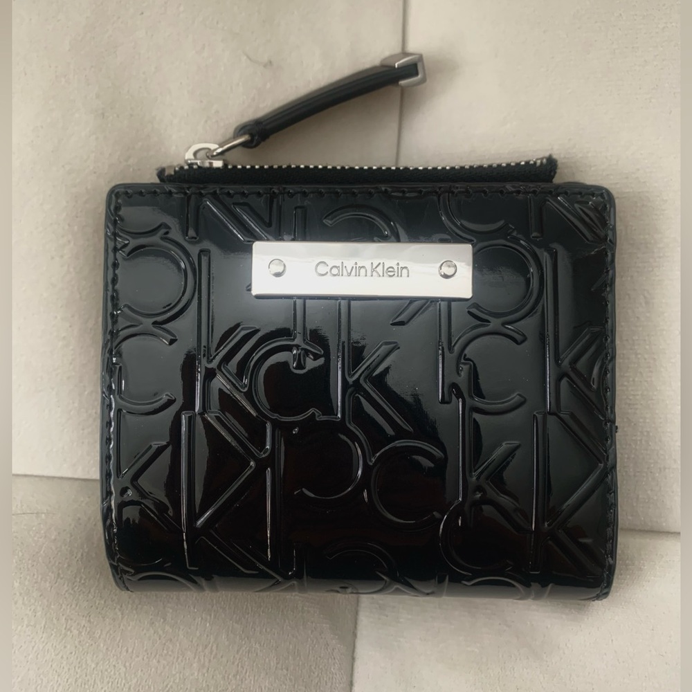 Calvin Klein Black Patent Leather Bifold Wallet